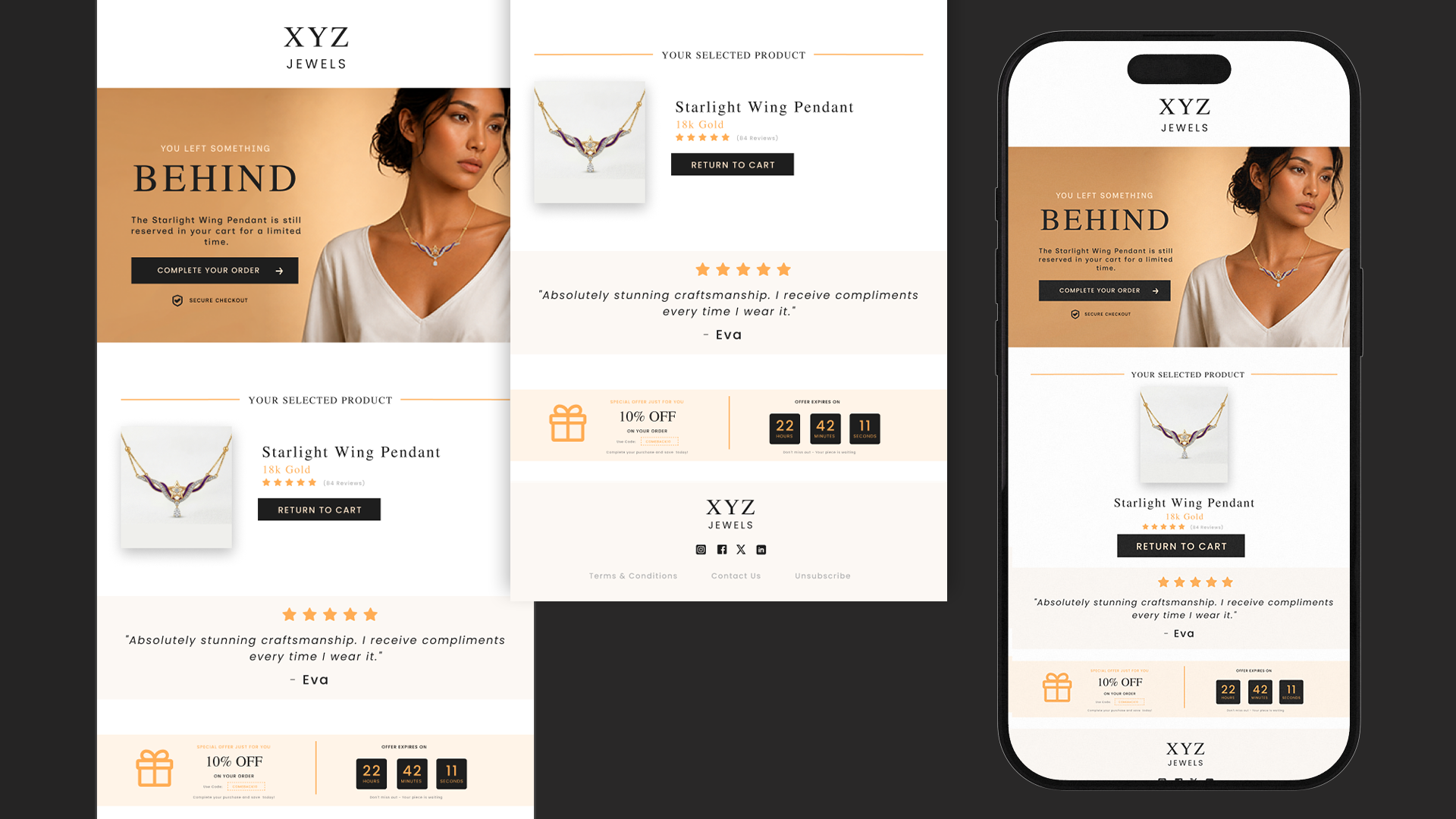 XYZ Jewels — Abandoned Cart Recovery Email